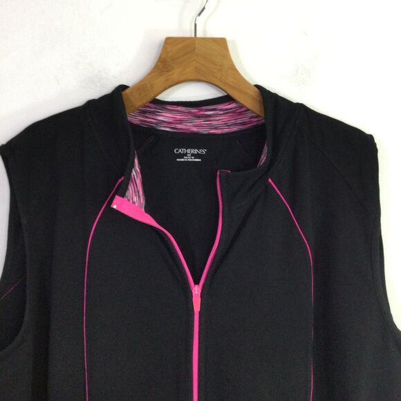 Catherines Womens Breast cancer Vest Full Zip Long Sleeves Black Size 4X Plus - Picture 2 of 16